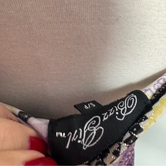 Ladies Y2K Purple and Black Patterned Dress belted goth fairy whimsy S mini - Picture 6 of 6